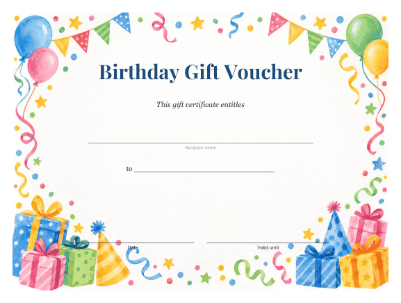 Preview of Free Printable Birthday Gift Voucher