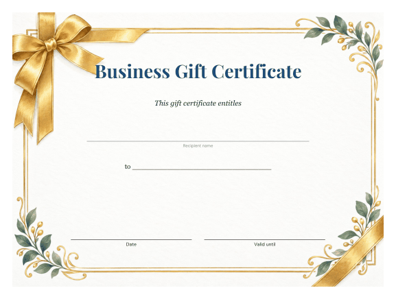 Preview of Free Printable Gift Certificate for Business