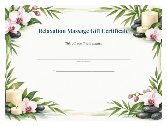 Preview of Free Printable Gift Certificate for Massage