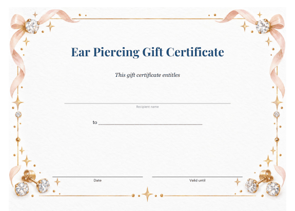 Preview of Printable Gift Certificate for Ear Piercing